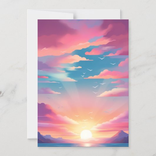 "Beach Sunrise: Einladung zur Pasteldarstellung" (Vorderseite)