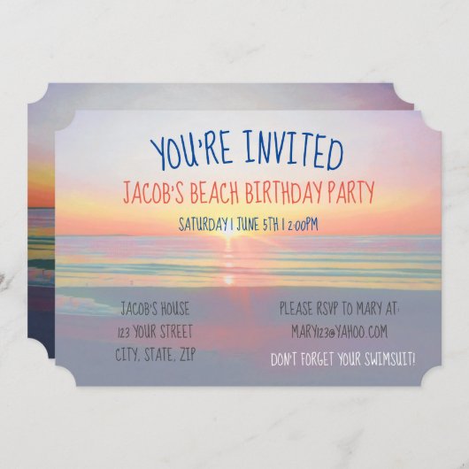 Beach Sunrise Party Einladung (Vorne/Hinten)