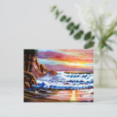 Beach Sunrise Postcard Postkarte (Stehend Vorderseite)
