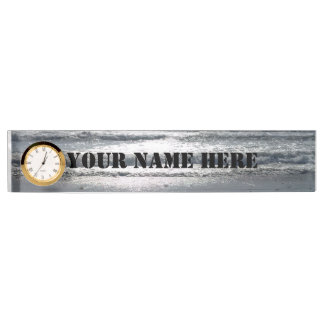Beach Sunrise Schreibtisch Name Plakat mit Uhr Namensplakette