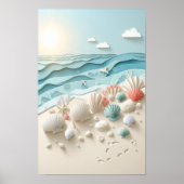 Beach Sunrise & Seashells Poster (Vorne)