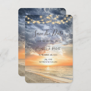 Beach Sunrise String Lights Save the Date