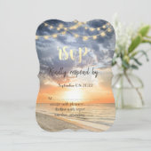 Beach Sunrise String Lights Seashell UAWG Einladung (Stehend Vorderseite)