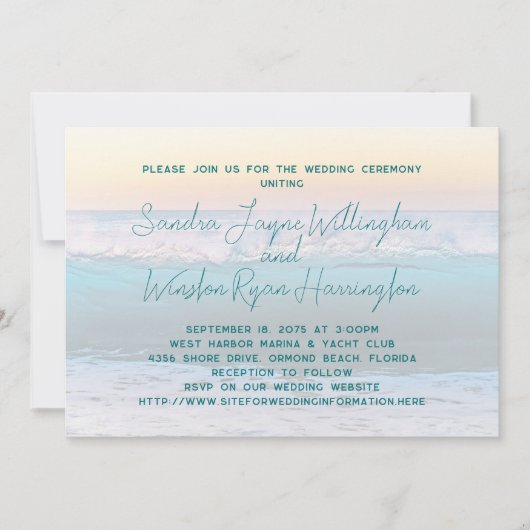 Beach Sunrise Wedding Template Einladung (Vorderseite)
