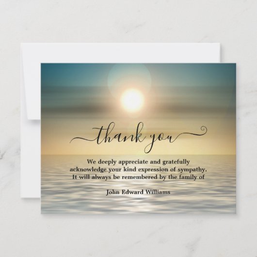 Beach Sunset Beerdigung Bereavement Danke Karten (Vorderseite)