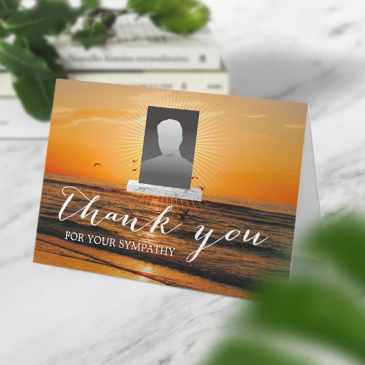 Beach Sunset Beileid Memorial Foto Vielen Dank Dankeskarte