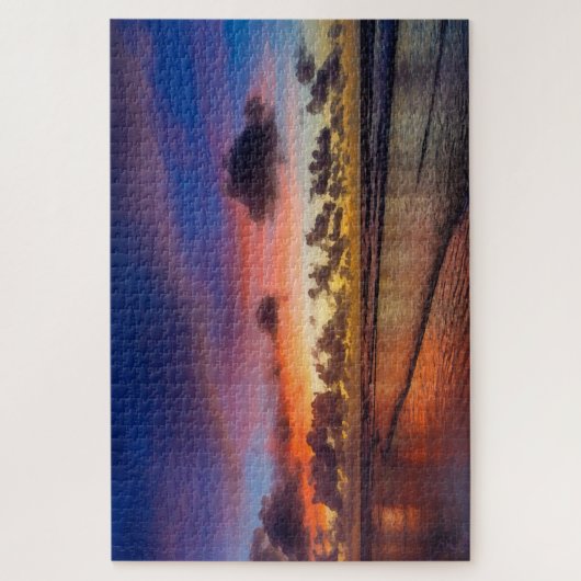 Beach Sunset Blue Cloudy Sky Puzzle (Vertikal)
