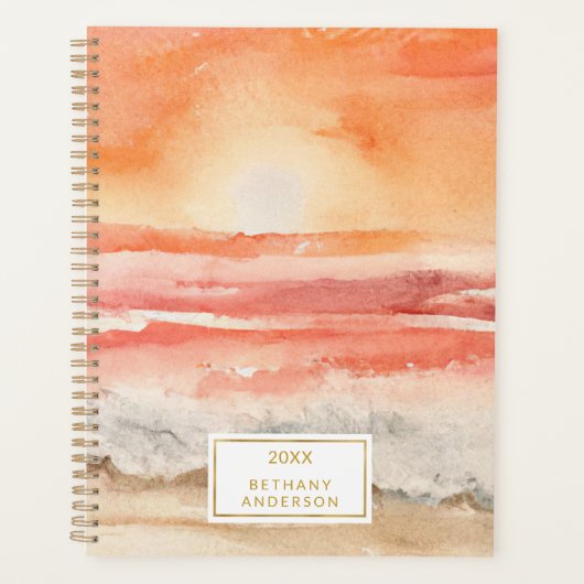 Beach Sunset Boho Watercolor Planer (Vorderseite)