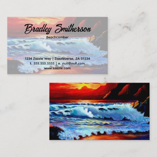 Beach Sunset Business Card Visitenkarte (Vorne/Hinten)