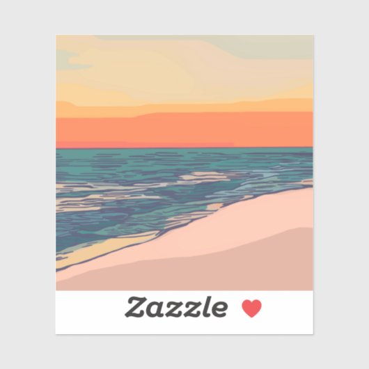 Beach Sunset Custom Cut Vinyl Sticker (Blatt)