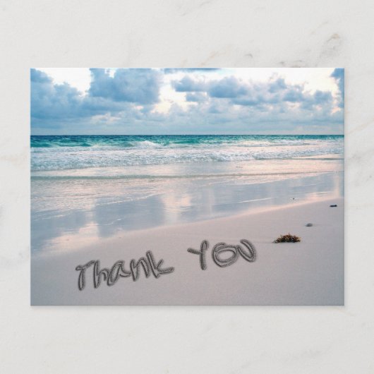 Beach Sunset Danke, Sand Writing Postkarte (Vorderseite)