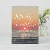 Beach Sunset Destination Wedding Invitation Einladung (Stehend Vorderseite)