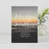 Beach Sunset Down Destination Wedding Invitation Einladung (Stehend Vorderseite)