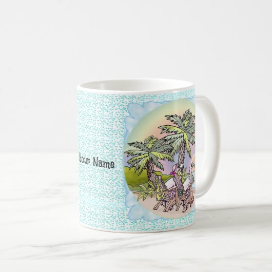 Beach Sunset Flamingo Tasse (VorderseiteRechts)