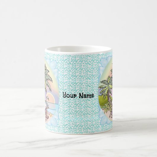 Beach Sunset Flamingo Tasse (Mittel)