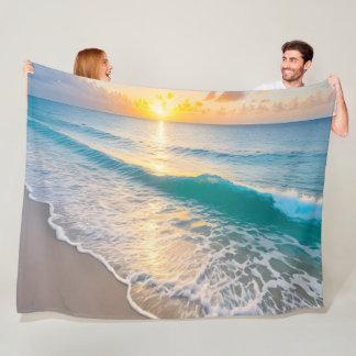 Beach Sunset Fleecedecke