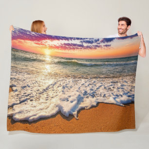 Beach Sunset Fleecedecke