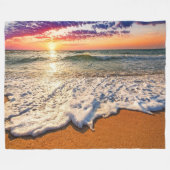 Beach Sunset Fleecedecke (Vorderseite (Horizontal))