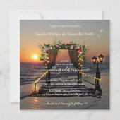 Beach Sunset Floral Arbor Hochzeit Einladung (Vorderseite)