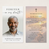 Beach Sunset Footprints Poem Sympathy Prayer Card (Vorne & Hinten)