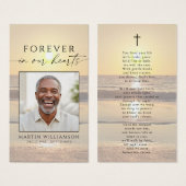 Beach Sunset Forever Hearts Sympathy Prayer Card (Vorne & Hinten)