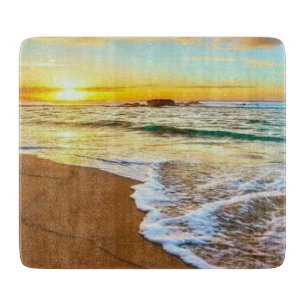 Beach Sunset Glass Schneidebrett