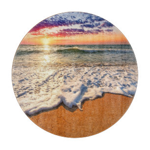 Beach Sunset Glass Schneidebrett