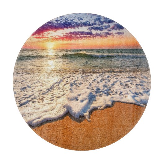 Beach Sunset Glass Schneidebrett (Vorderseite)