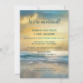 Beach Sunset Hochzeitsempfang Foto Einladung (Vorderseite)