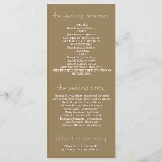 Beach Sunset Hochzeitsprogramme Programm (Rückseite)