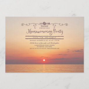 Beach Sunset Housewarming Party Einladung