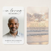 Beach Sunset In Loving Memory Photo Prayer Card (Vorne & Hinten)