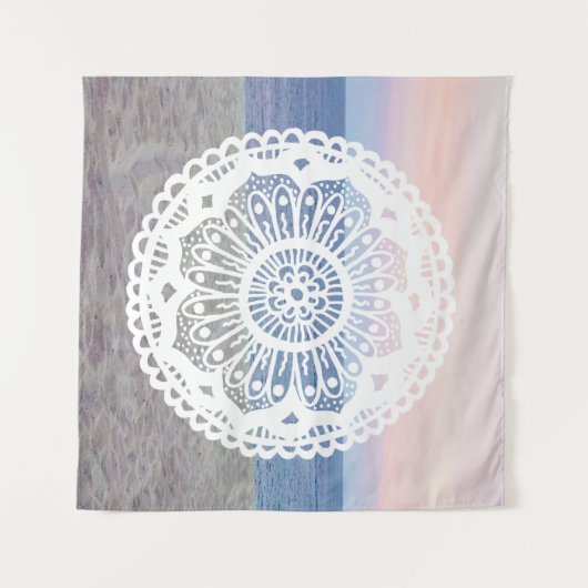 Beach Sunset Mandala Tapestry Wandteppich (Vorderseite (Horizontal))