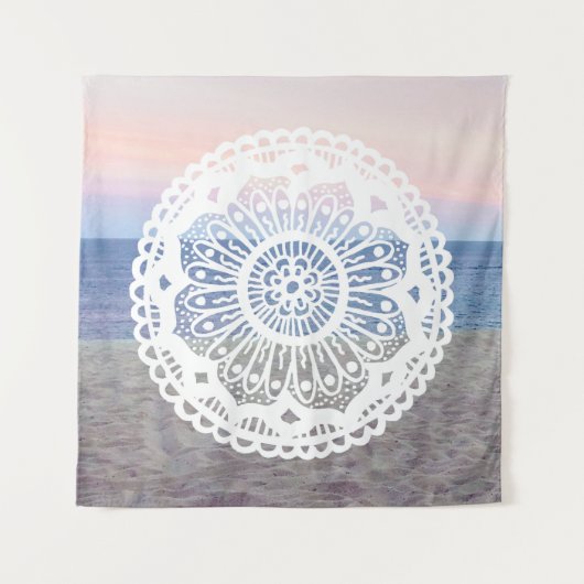 Beach Sunset Mandala Tapestry Wandteppich (Vorderseite)