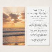 Beach Sunset Memorial Sympathy Funeral Prayer Card (Vorne & Hinten)