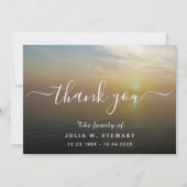 Beach Sunset Modern Funerary Danke Karte (Vorderseite)