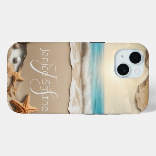 Beach Sunset Monogram Case-Mate iPhone Hülle (Rückseite (Horizontal))