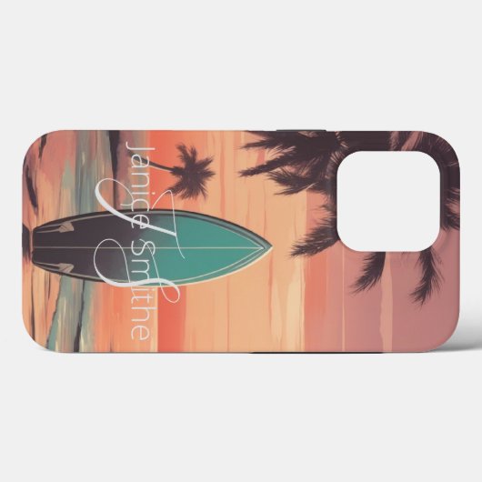 Beach Sunset Monogram Case-Mate iPhone Hülle (Rückseite (Horizontal))
