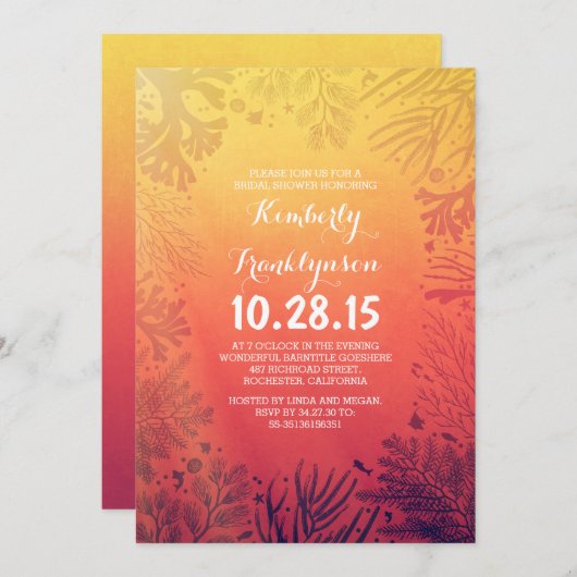 Beach Sunset Ocean Underwater Brautparty Einladung (Vorne/Hinten)