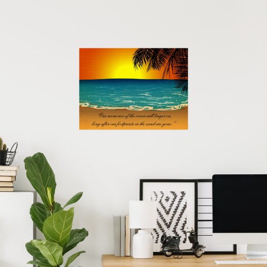 Beach Sunset Palm Tree Beach Zitat Poster (Heimbüro)