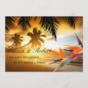 Beach Sunset Palm Trees Bird of Paradise Empfang Einladung