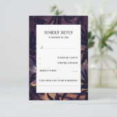 Beach Sunset Palms Lila Hochzeitskarten RSVP Karte (Stehend Vorderseite)