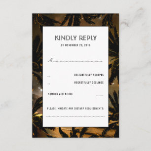Beach Sunset Palms Wedding RSVP Cards