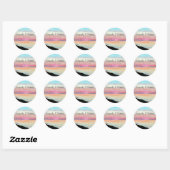 Beach Sunset Pastel Hochzeit speichern das Datum Runder Aufkleber (Blatt)