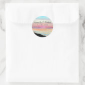 Beach Sunset Pastel Hochzeit speichern das Datum Runder Aufkleber (Tasche)