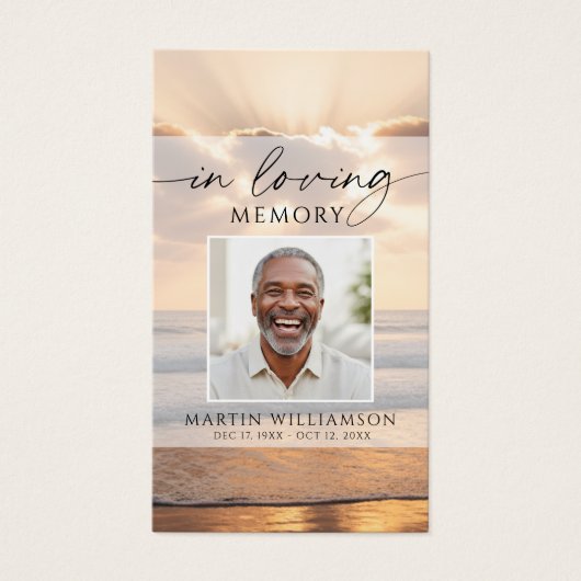 Beach Sunset Photo Forever Hearts Prayer Card (Vorderseite)