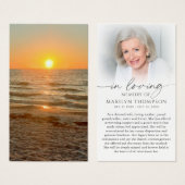 Beach Sunset Photo Funeral Sympathy Prayer Card (Vorne & Hinten)
