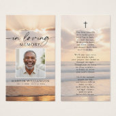 Beach Sunset Photo In Loving Memory Prayer Card (Vorne & Hinten)