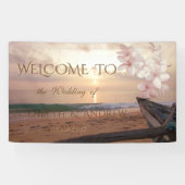 Beach Sunset Plumeria Wedding Banner (Horizontal)