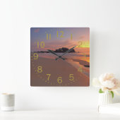 Beach Sunset Quadratische Wanduhr (Zuhause)
